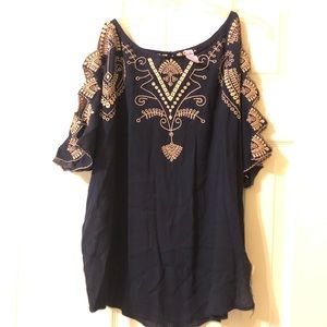Aztec top with cutouts on sleeves